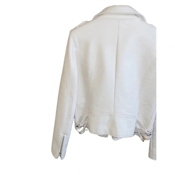 Anthropologie Silence + Noise Cream Faux Leather Jacket Size Large - Picture 6 of 13